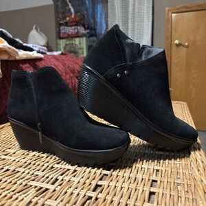 Skechers Black Suede Wedge Booties